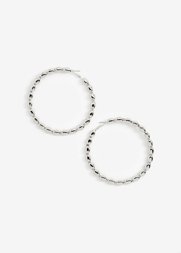 Silver Textured Hoops, Silver image number 1