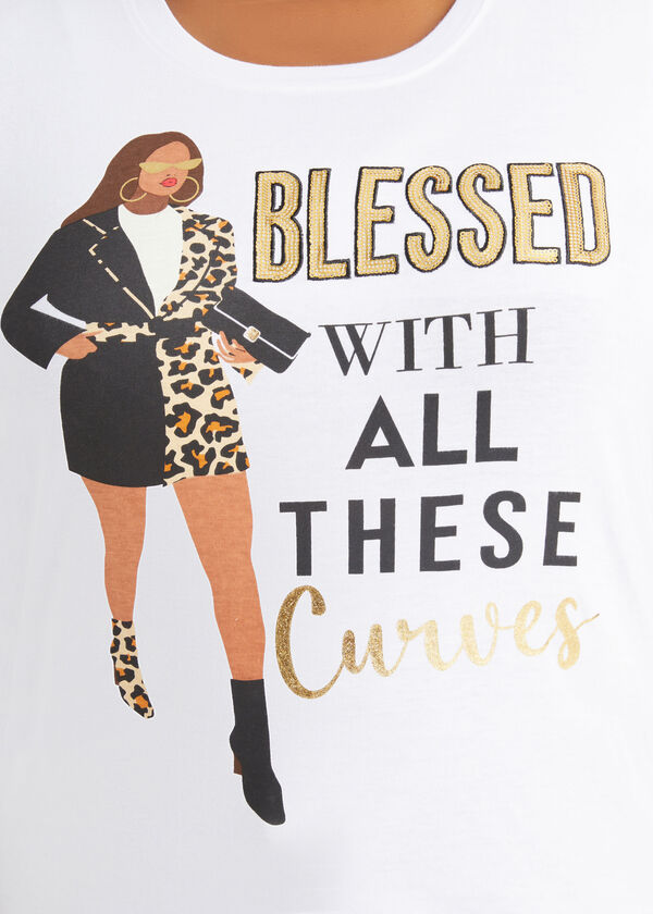Blessed With Curves Graphic Tee, White image number 2