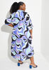 Swirl Print Woven Midi Shirtdress, Multi image number 1