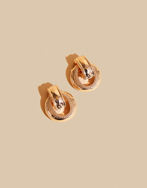 Gold Tone Ring Clip On Earrings, Gold image number 1