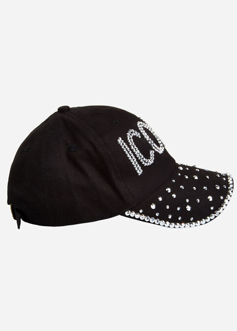 Black Studded Iconic Baseball Hat, Black image number 2