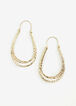 Hammered Gold Tone Hoop Earrings, Gold image number 0