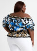 Abstract Flounce Smocked Blouse, Victoria Blue image number 1