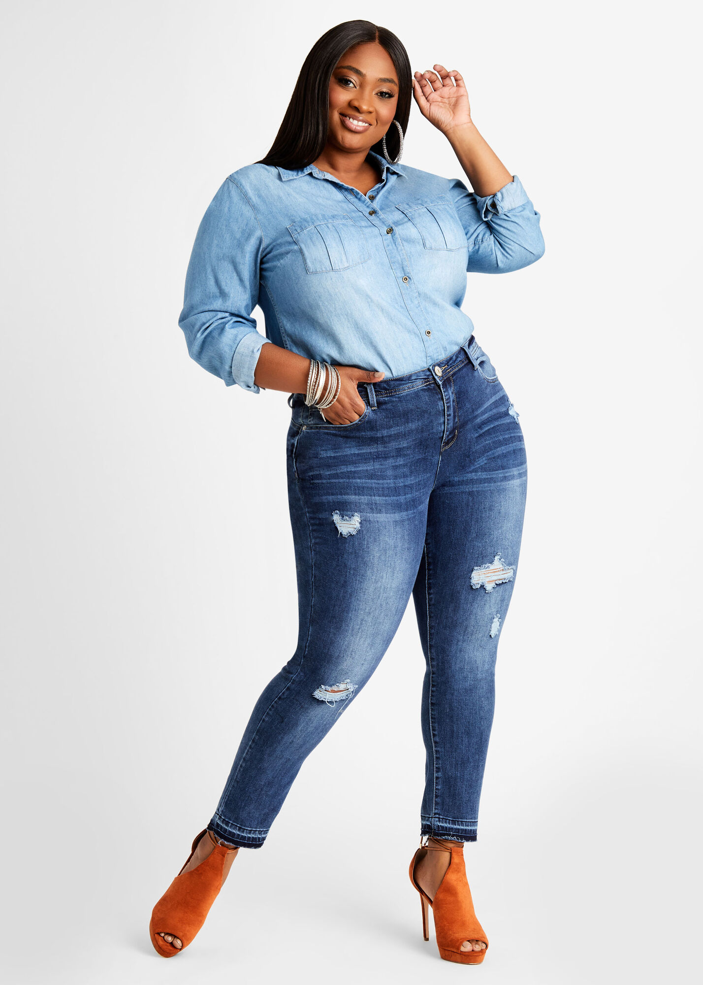 Plus Size Sexy Curve Boost Butt Lift High Waist Stretch Skinny Jeans