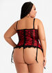 Lace & Satin Bow Lingerie Corset, Red image number 1