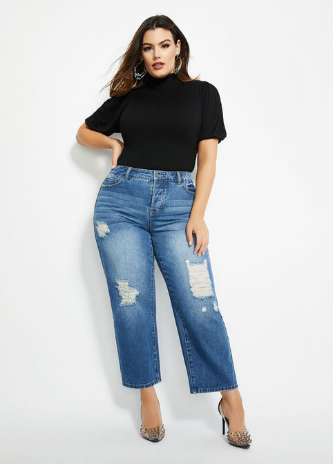 90s Mid-Rise Loose Straight Jeans, Denim image number 2