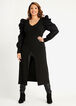 Knit Puff Sleeve Slit Duster Top, Black image number 0