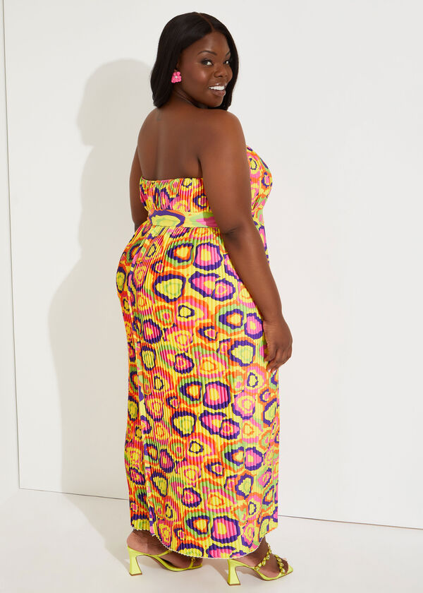 Strapless Printed Maxi Dress, Multi image number 1