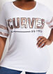Sequin Trending Curves Graphic Tee, White image number 1