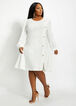 Sheer Sleeve Button Accent Dress, Ivory image number 0