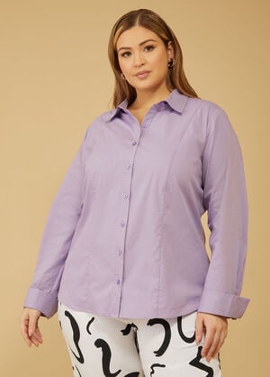 Cotton Blend Poplin Shirt, Viola image number 0