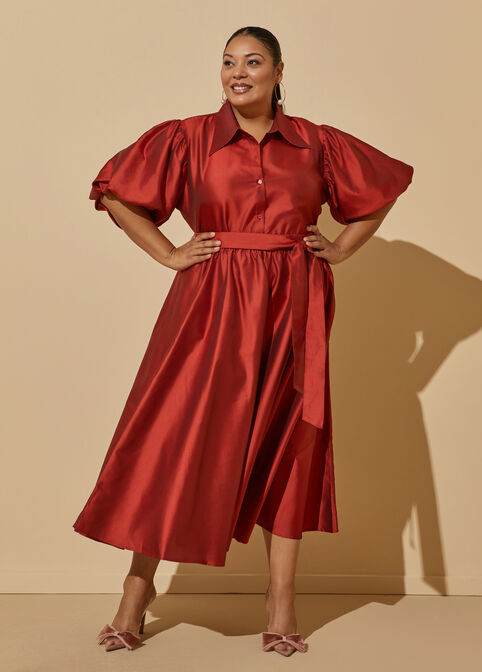 Belted Taffeta Maxi Skirt, Barbados Cherry image number 5