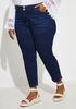 Mid Rise Two Button Skinny Jeans, Dk Rinse image number 0