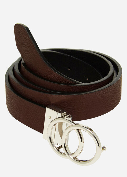 Reversible Faux Leather Belt, Black Combo image number 1