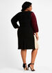 Colorblock Wrap Knee Length Dress, Black Combo image number 1
