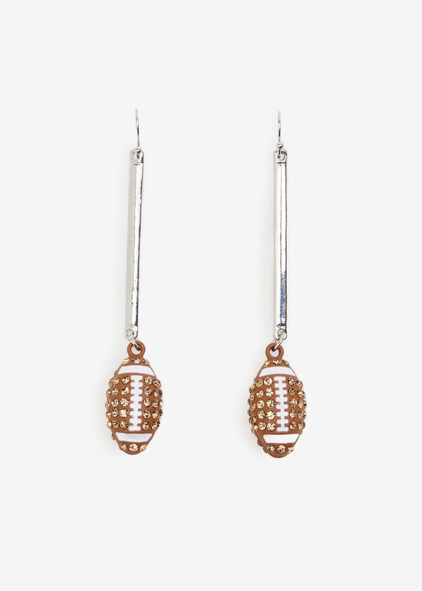 Football Charm Drop Earrings, Silver image number 0