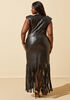 Fringed Faux Leather Bodycon Dress, Black image number 1