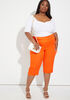 High Rise Stretch Cotton Capris, Orange image number 2