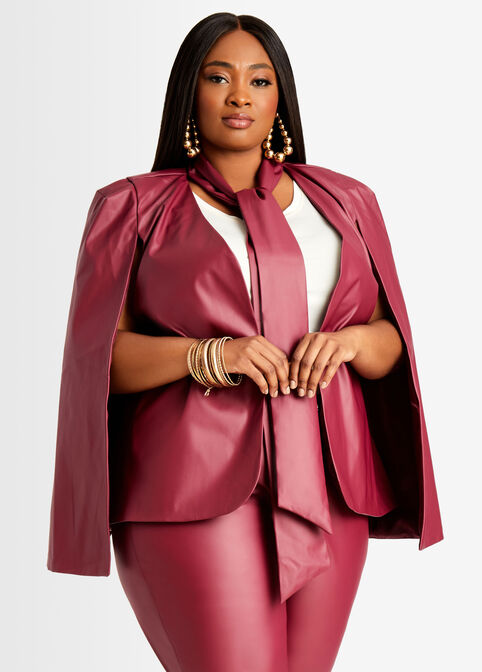 Faux Leather Cape Jacket, Rhododendron image