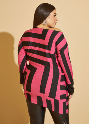 Crystal Cuffed Striped Tunic, Beetroot Purple image number 1