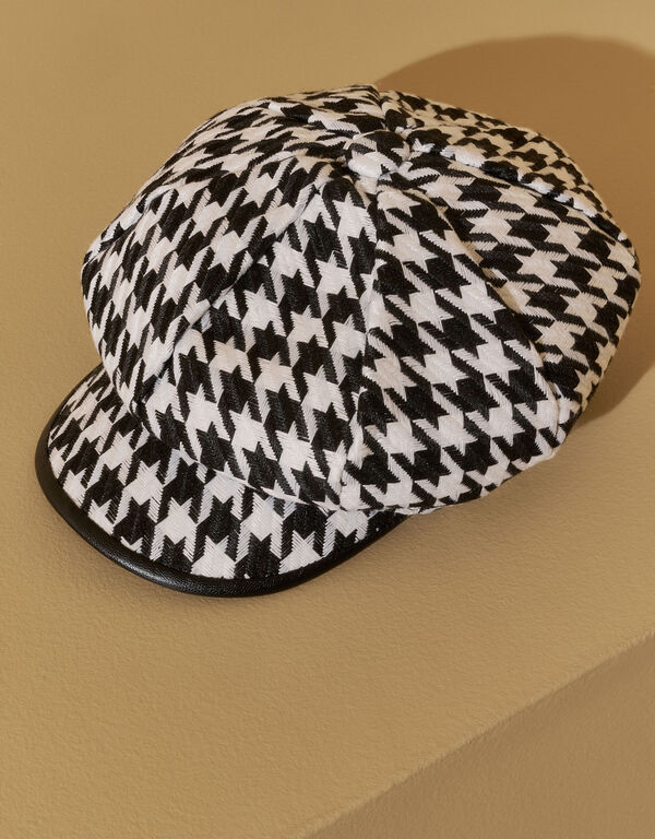 Houndstooth Cabbie Hat, Black Combo image number 1