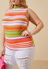 Striped Ribbed Knit Tank, Multi image number 2