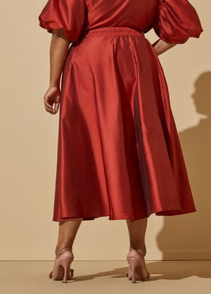 Belted Taffeta Maxi Skirt, Barbados Cherry image number 1