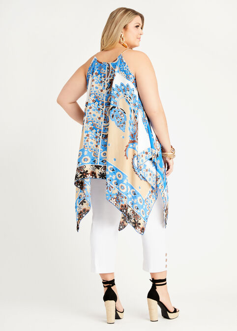 Chain Neck Scarf Asymmetric Blouse, Victoria Blue image number 1