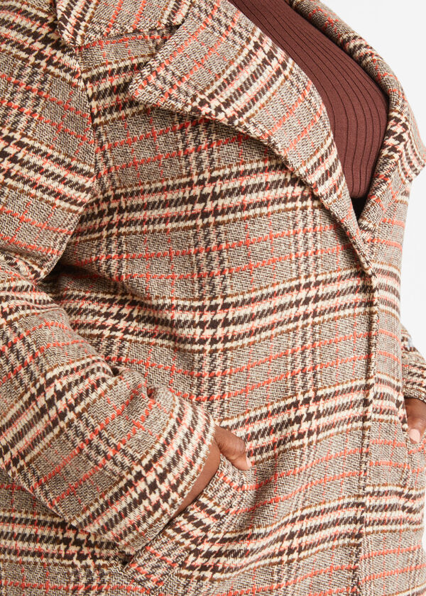 Brushed Faux Wool Plaid Coat, Multi image number 2