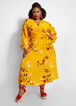 Belted Floral Mock Wrap Maxi Dress, Nugget Gold image number 0