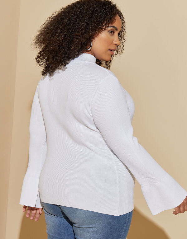 Bell Sleeved Cutout Sweater, White image number 1