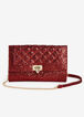Red Sequin Quilted Chain Clutch, Red image number 0