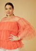 Tiered Tulle Top, LIVING CORAL image number 2