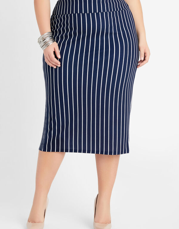 Crepe Pull On Pencil Skirt, Navy image number 0