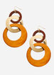 Wood Tripple Link Drop Earrings, Brown image number 0