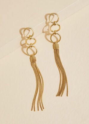 Tasseled Ring Earrings, Gold image number 1
