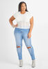 Embellished Distressed Skinny Jeans, Medium Blue image number 2