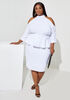 Cold Shoulder Peplum Sheath Dress, White image number 0