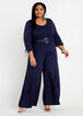 Plus Size Seamed Knit Belted Palazzo Leg Elbow Sleeve  Jumpsuits image number 0