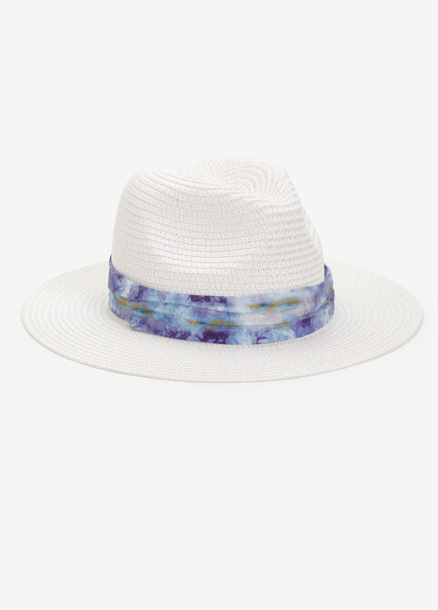 Tie Dye Scarf Panama Hat, Natural image number 0
