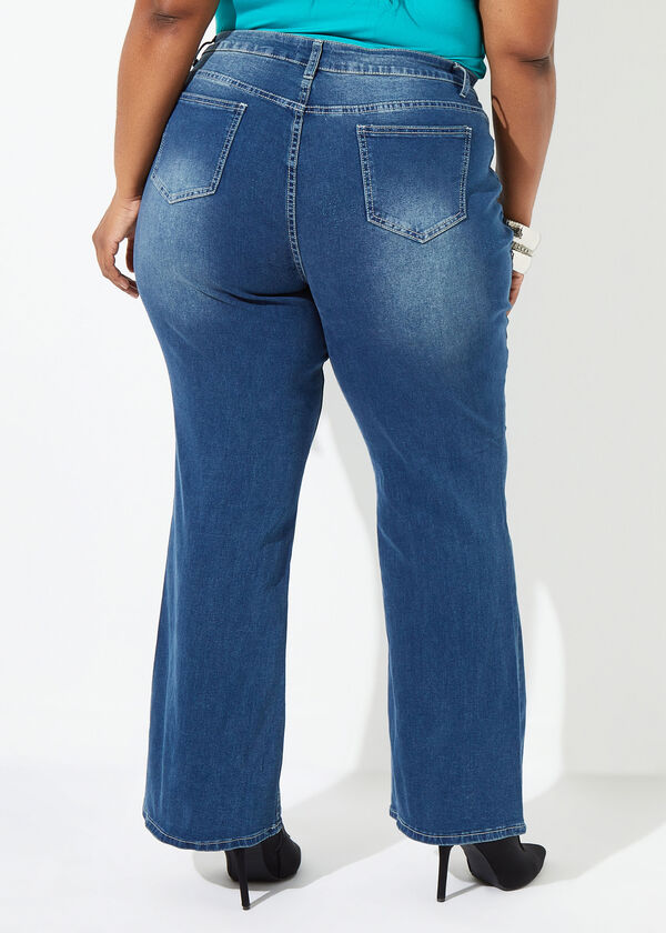 Mid Rise Bootcut Jeans, Medium Blue image number 1