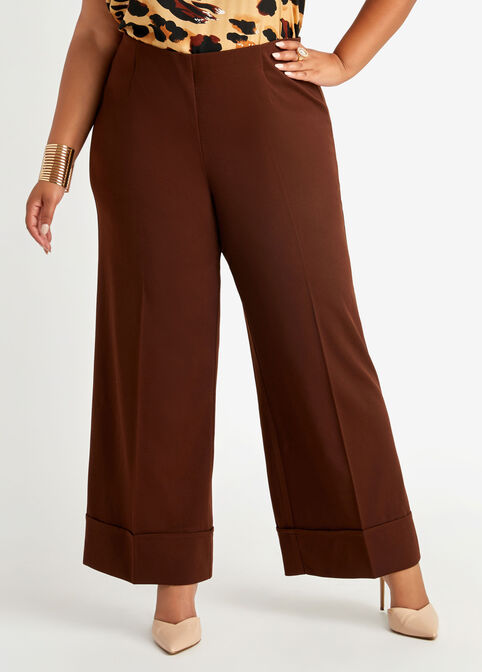 Cuffed High Rise Wide Leg Pants,  image number 0
