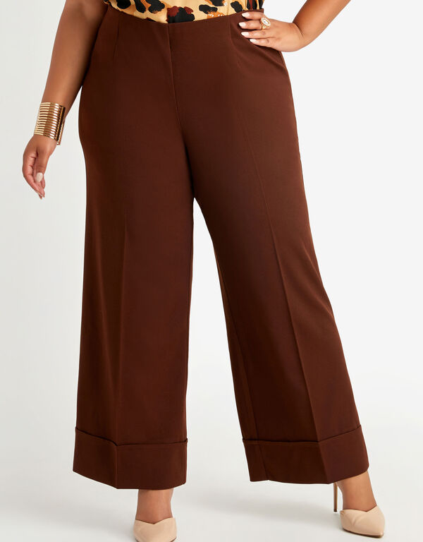 Cuffed High Rise Wide Leg Pants, Potting Soil image number 0