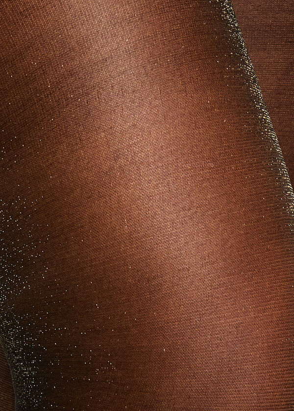 Gold Lurex Opaque Tights, Black image number 1