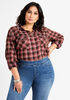Red Plaid Cotton Button Up Top, Red image number 3