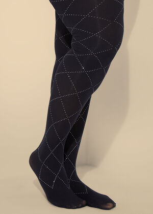 Argyle Opaque Footed Tights, Black image number 0