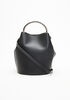 Top Ring Faux Leather Bucket Bag, Black image number 1