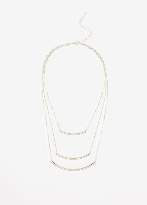 Silver Layered Chainlink Necklace, Silver image number 0