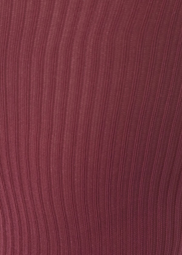 Ribbed Opaque Tights, Wine image number 1