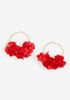 Satin Flower Hoop Earrings, Barbados Cherry image number 0